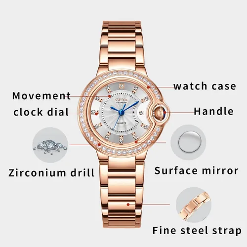 Vista 6 de Redhai Women Watches Analog Quartz Watch Mosaic with Diamonds Pearl Bracelet Dress Watch for Female Waterproof Wristwatch with Rhinestones Bracelet