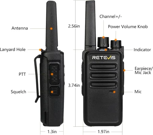 Vista 11 de Retevis RT68 Radio de 2 vías, Walkie Talkies de largo alcance para adultos (Paquete de 10) con cargador de 10 vías, carga más fácil y segura