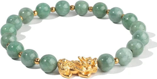 Vista 9 de Fengshui Pulsera de riqueza verde Pulsera de jade real para mujer Atrae pulseras adineradas afortunadas