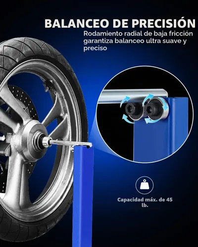 Vista 4 de Orion Motor Tech Soporte de balanceo de rueda para motocicleta y bicicleta, soporte de balanceo de neumáticos con conos de centrado ajustables