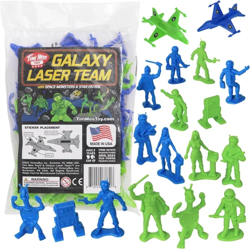 Vista 10 de TimMee Galaxy Laser Team Space Figuras – Negro vs Plata 50 piezas – Hecho en Estados Unidos