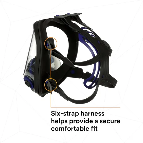 Vista 14 de Respirador reutilizable 3M Ultimate FX serie FF con máscara completa, protección respiratoria, S, Negro/Azul, 1