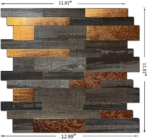 Vista 2 de XUANINY Azulejos metálicos para salpicaduras de 12 hojas, autoadhesivas, aluminio 3D, paneles de pared para cocina, baño, dormitorio, sala de estar