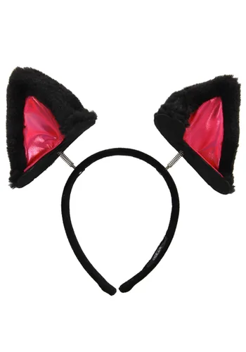 Vista 3 de Diadema con Orejas de Gato de Peluche Negro Saltarinas Multicolor