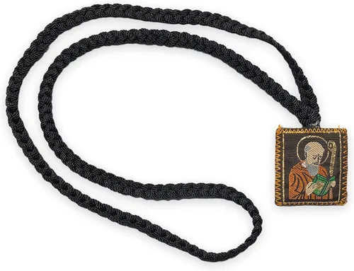 Vista 3 de San Benito - Collar escapulario negro con cadena, regalo religioso de San Benito, Nylon, No es una piedra preciosa