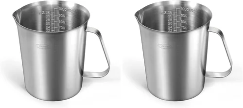 Vista 12 de Newness Juego de 2 tazas medidoras de acero inoxidable (3 marcas, incluye escala de taza/ml/onza) (2 y 3 tazas) taza medidora de metal con asa