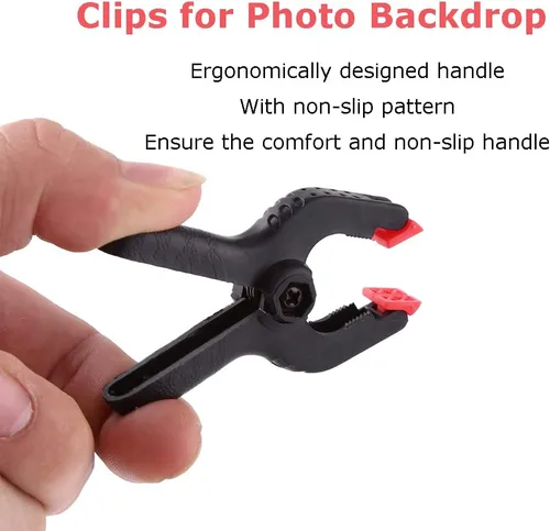 Vista 4 de 6 abrazaderas de fondo para fotos, clips de resorte para fotos, abrazaderas de resorte resistentes para estudio de fotografía, clips de fondo