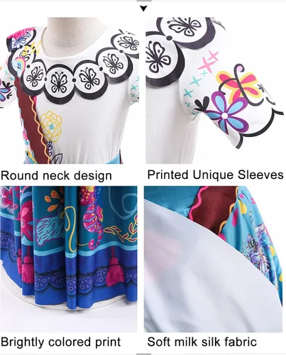 Vista 4 de LZH Encanto Mirabel Costume Dress For Girls Cosplay Isabela Madrigal Princess Halloween Dress Up