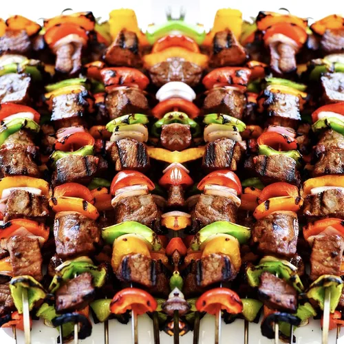 Vista 9 de Paquete de 12 pinchos Kabob 22 pulgadas, pinchos de barbacoa de acero inoxidable, resistentes, grandes, reutilizables con asa de madera
