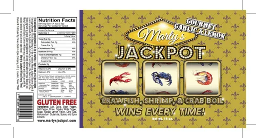 Vista 2 de Marty's Jackpot Gourmet Mezcla de ajo y limón condimento y hervir – Sabor de ajo y pimienta picante de primera calidad – Perfecto para cangrejos