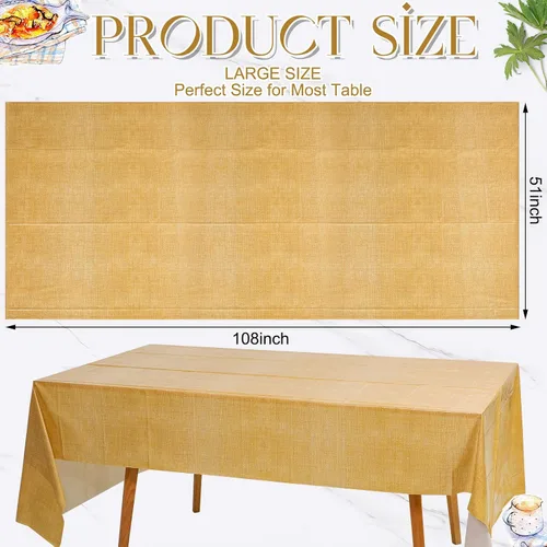 Vista 2 de Preboun Mantel con estampado de arpillera de 3 piezas, mantel rústico de granja, rectangular, impermeable, para fiestas al aire libre, hogar