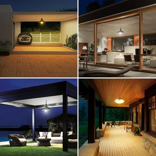 Vista 6 de Lightonight Luz Solar para Cobertizo Luz Colgante Exterior con Panel Solar de 4000mAh Cálida/Blanca Regulable con Control Remoto, Luz Colgante