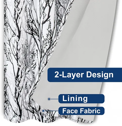 Vista 8 de DriftAway Cortinas opacas con diseño de ramas de árbol, doble capa, 84 pulgadas de largo, para dormitorio, estampado clásico, aislamiento térmico