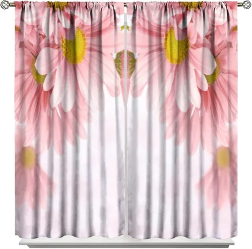 Vista 23 de Cortinas de cocina rústicas y florales, estilo retro, estilo granja, cabaña, casa de campo, margaritas, estilo granja, ventana, puerta