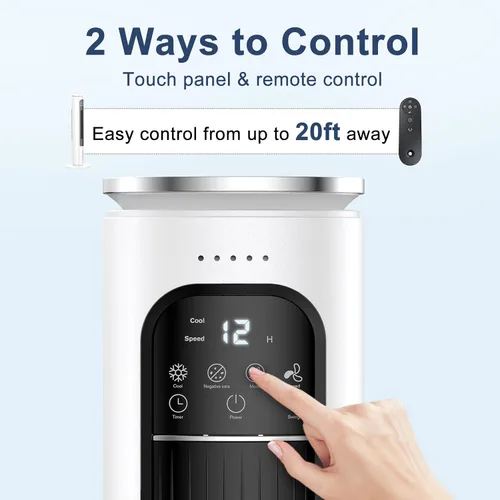 Vista 5 de Unidad de aire acondicionado portátil sin ventanas con control remoto, enfriador de aire evaporativo sin ventilación de 37 pulgadas, enfriador