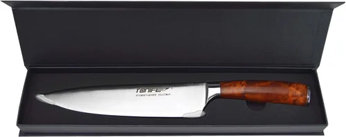 Vista 7 de TONIFE Cuchillo de chef de 8 pulgadas con cuchillo de cocina de acero inoxidable de alto carbono 7Cr17MoV con mango de palisandro natural