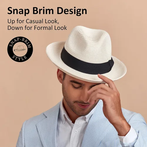 Vista 2 de Joywant Sombreros Fedora de paja para hombre