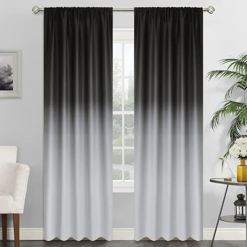 Vista 48 de SimpleHome Cortinas Pequeñas Negras Impermeables con Bolsillo para Barra Suave para Cocina, Cortinas Impermeables con Bolsillo para Barra