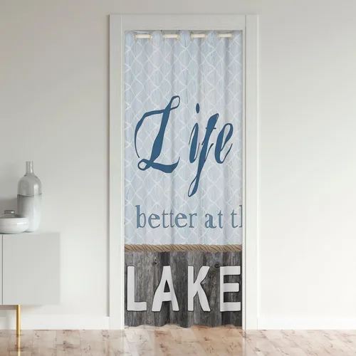 Vista 11 de Lake House - Cortina opaca de 34 pulgadas de ancho x 80 pulgadas de largo, cortina moderna para puerta con temática de barcos, cortina de puerta