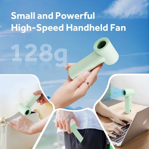 Vista 3 de Ventilador turbo portátil de mano, viento de 5 engranajes, pantalla LED, ventilador personal recargable por USB de 4500 mAh, tiempo de enfriamiento