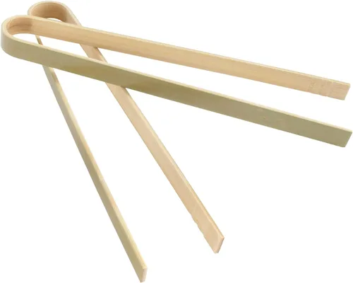 Vista 8 de BambooMN Pinzas desechables de bambú de 6.3" - Pinzas para tostadas - 10 piezas