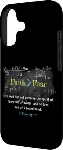 Vista 2 de Faith > Fear 2 Timothy 1:7 Christian Verse Math Equation Case for iPhone 17