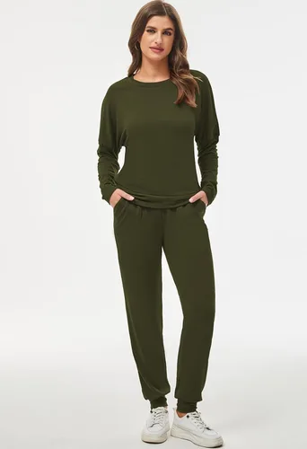 Vista 3 de Fixmatti - Conjunto deportivo de 2 piezas para mujer de estilo informal, pantalón largo