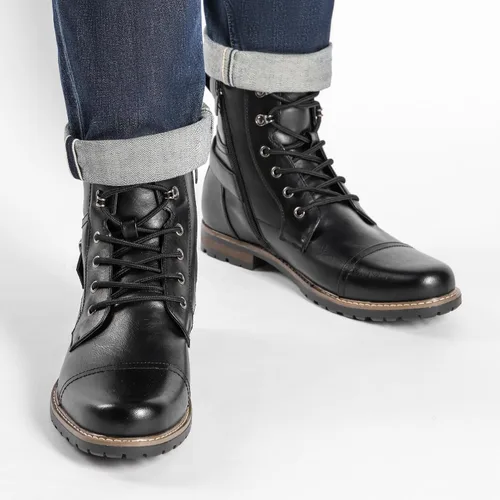 Vista 2 de Bruno Marc - Botas de combate para motocicleta con cremallera para hombre