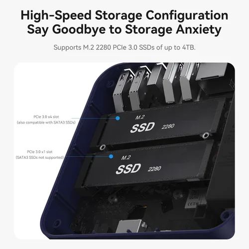 Vista 8 de Beelink EQ Mini PC, Intel N150 (hasta 3.6 GHz) 12 GB LPDDR5 RAM 500 GB SSD Salida HDMI 4K UHD dual/BT5.2/WiFi6/Gigabit Ethernet Family-NAS/HTPC