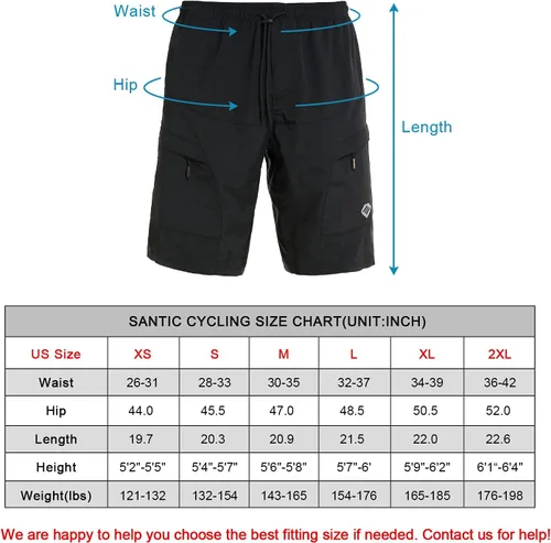 Vista 3 de Santic Coolmax - Pantalones cortos de ciclismo de montaña para hombre coolmax, ligeros