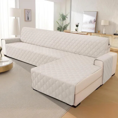 Vista 3 de XINEAGE Fundas 100% impermeables para sofá modular en forma de L, reversible, lavable, con botones de chaise plum flower, protector de muebles