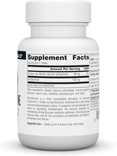 Vista 3 de Source Naturals: Benfotiamina, fuente soluble en grasa de vitamina B-1 (tiamina) 150 mg 30 comprimidos