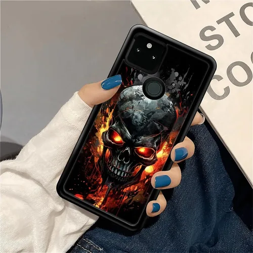 Vista 1049 de Compatible con Google Pixel 4A 5G Mobile Case Creative Acrylic Panel trasero Silicona Protección Grip especialmente diseñado para Google Pixel 4A 5G
