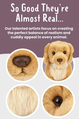 Vista 3 de Living Nature Golden Retriever - Animal de peluche Animal de perro esponjoso Juguete suave para niños 8 pulgadas