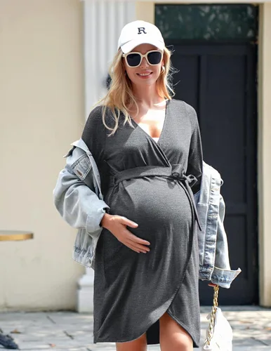 Vista 3 de Bata Ekouaer de maternidad 3 en 1 para el parto para amamantar en el hospital y para usar como bata de baño