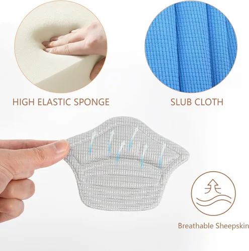 Vista 5 de 4 pares de protectores de zapatos, inserciones de cojín de talón trasero, zapatos sueltos demasiado grandes, protectores adhesivos reutilizables que