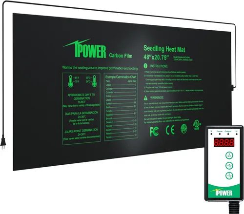Vista 12 de iPower tapete térmico para plantón, tapete térmico hidropónico caliente con diseño impermeable duradero, estera de calor solamente, Negro
