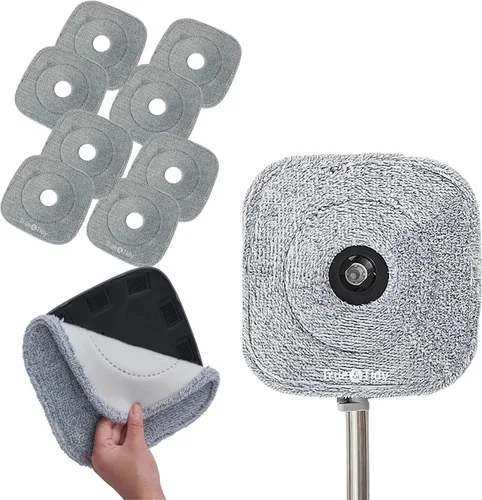 Vista 12 de True & Tidy Paquete de 2 almohadillas de microfibra extra gruesas de 9 pulgadas para mopa SPIN-800 TrueClean y cubo cuadrado, compatible con M16