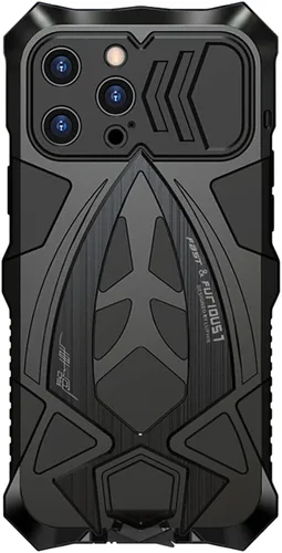 Vista 9 de Funda de metal para iPhone 13 Pro a prueba de golpes con aluminio y goma de silicona híbrida de triple capa de protección contra caídas de grado