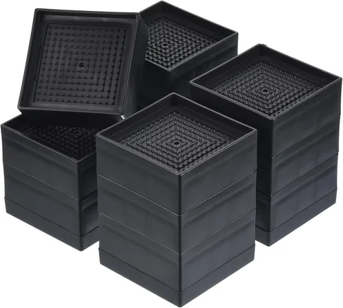 Vista 17 de uxcell Elevadores de cama, 4 piezas, elevadores de muebles de 1.5 pulgadas, elevador de sofá cuadrado ajustable con alfombrilla antideslizante