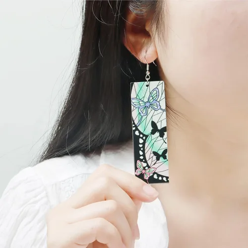 Vista 4 de Tanjiro - Pendientes colgantes para mujer anime cosplay para hombres Kimetsu No Yaiba anime cosplay regalo de Navidad para niñas Acrílico otro