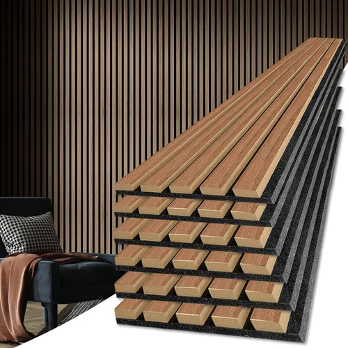 Vista 14 de Art3d Paquete de 2 paneles acústicos de listones de madera de 104" x 15.75" para pared y techo, paneles modernos estriados de absorción de sonido