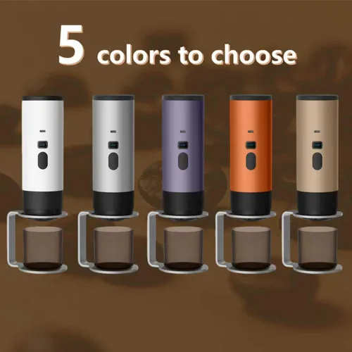 Vista 5 de Cafetera portátil, cafetera recargable USB-C de 15 bar, mini cafetera eléctrica para camping, viajes, coche y oficina (blanco)