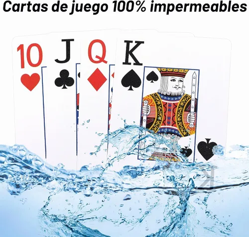 Vista 4 de Juego de cartas de plástico, paquete de 2 cartas impermeables, 2 barajas