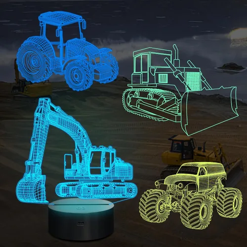 Vista 7 de Ammonite - Regalos de Moto de Tierra para Niños, Luz Nocturna de Ilusión 3D Motocross para Niños (3 Patrones) con Control Remoto y 16