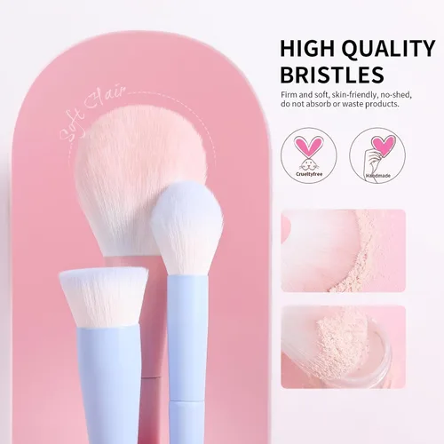 Vista 3 de Docolor brochas de maquillaje 16+3 piezas juego de brochas de maquillaje con bolsa de maquillaje, esponja de maquillaje y almohadilla de limpieza