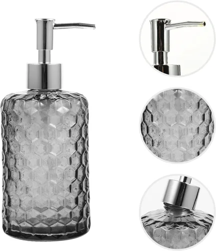 Vista 2 de VICASKY Glass Pump Bottle with Silver Cap Refillable Hand Soap Dispenser for Shampoo Lotion Body Wash Large Capacity Easy-Press Multi-Function