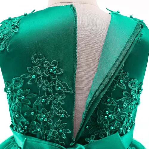 Vista 6 de Weileenice Vestido de dama de honor de encaje para niñas grandes, vestido de baile de boda, vestido de princesa para niños pequeños