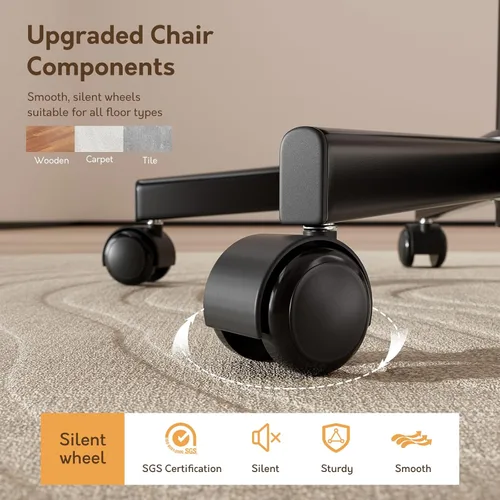 Vista 9 de Silla de Escritorio sin Brazos, Silla de Oficina para el Hogar Moderna sin Brazos, Silla de Computadora Ajustable en Altura y con Movimiento, Silla