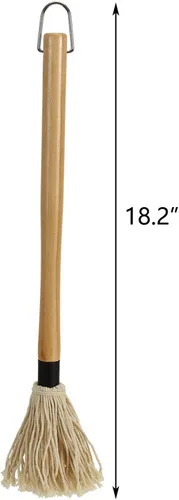 Vista 2 de Hedume Paquete de 2 trapeadores para barbacoa con 6 cabezales de repuesto adicionales, trapeador de madera para parrilla, mango largo de madera